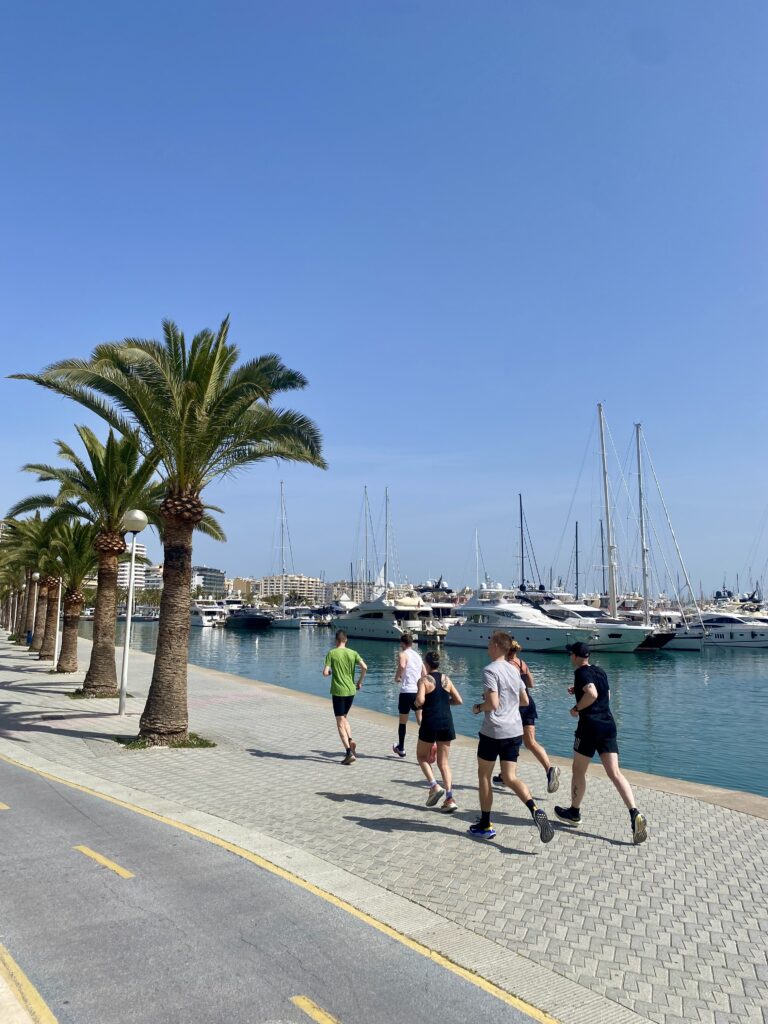 The training group enjoying a relaxed shakeout run after arriving on Mallorca for the Running Mallorca Training Camp 2024.