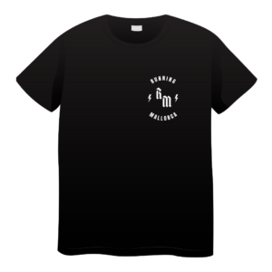 The Running Mallorca black running tee, a lightweight and breathable performance shirt designed for runners.